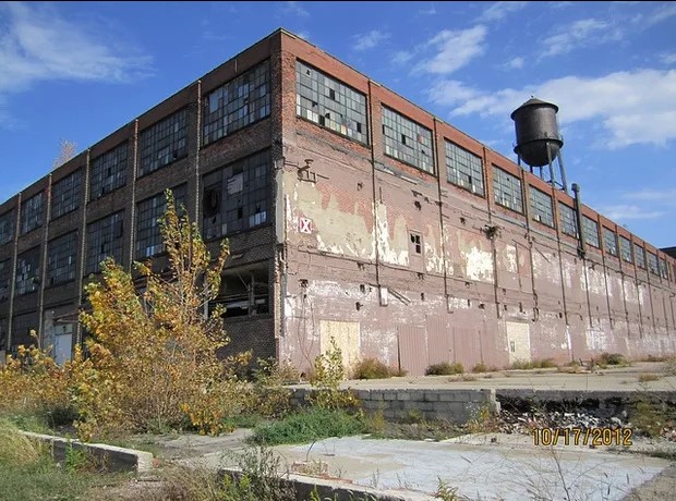 Abandoned industrial building brownfield site